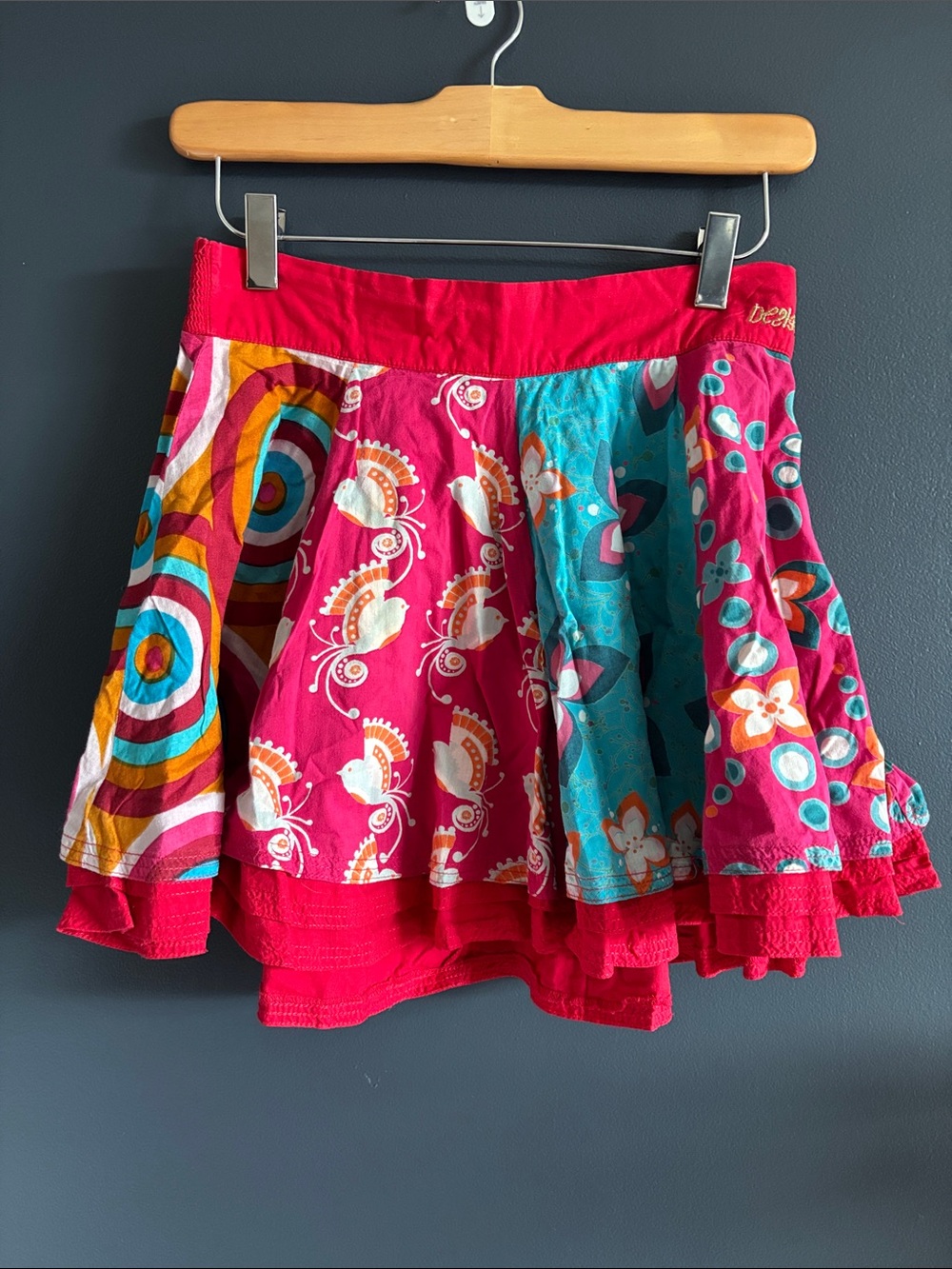 Desigual Pink Multicolor Patchwork Skirt